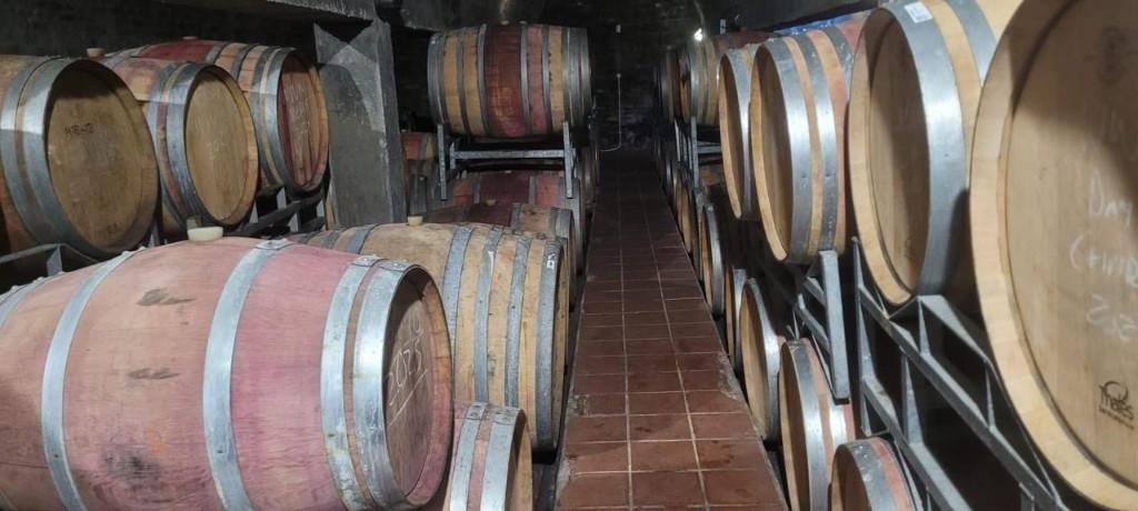 Wine barrels in the Vintner's Bond cellar